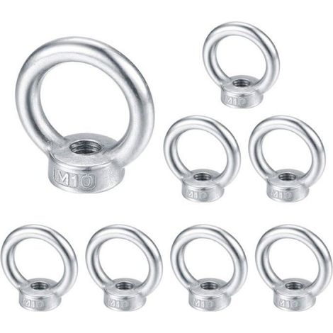 M10 écrou à oeil, anneau de levage boulon à œil, acier inoxydable 304 écrou de bague, piton à visser ecrous - 8 Pcs (1/4)