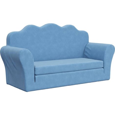 Canapé-lit,Canapé convertible pour enfants 2 places bleu peluche douce CFW95058 (1/5)