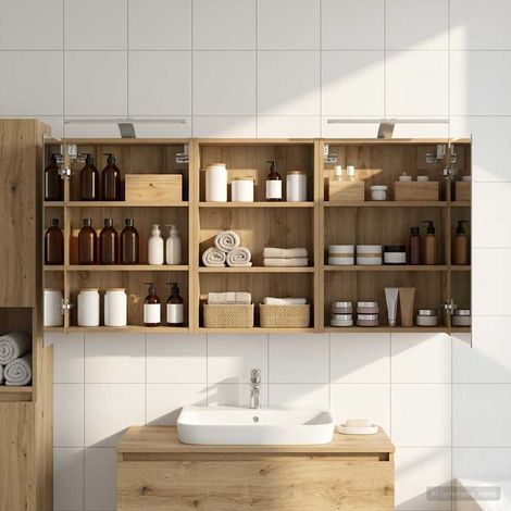 vidaXL Bathroom Cabinet Set 3 pcs 126 x 16 x 62.5 cm Engineered wood (1/5)