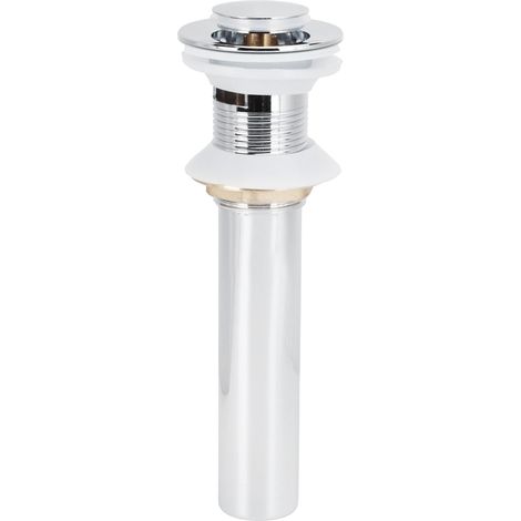 Bouchon de vidage chromé pour lavabo, mécanisme pop-up avec trop-plein, robinetterie salle de bain (drain chromé à trou) (1/5)