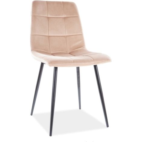 Chaise design métal noir & velours beige Frigg (1/4)