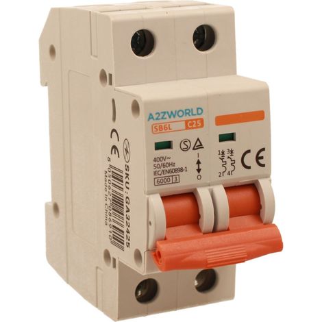 MCB Interruttore Magnetotermico Automatico Curva C 2P 2M 6000A C25A AC 400V IP20 IEC60898-1 SB6L
