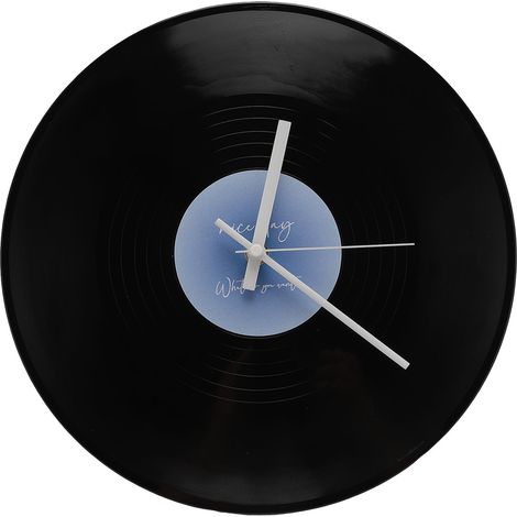 Horloge murale ronde rétro de 30 cm (12 pouces), silencieuse, à piles, style disque vinyle, idéale pour un café ou un salon (bleue). (1/5)