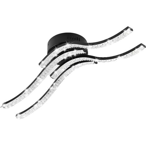 Lámpara de techo, diseño moderno y curvo, apta para varias habitaciones, luz blanca fría, color negro, 32 W. (1/2)
