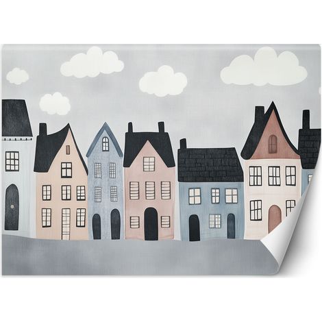 Papier peint pour chambres d'enfants Maisons colorées ville 250x175 (1/5)