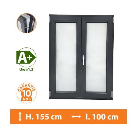 Fenêtre 2 Vantaux Gris - H.155 x l.100 cm (1/5)