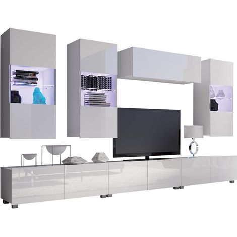 Conjunto de salón Remus XI, Blanco + Blanco brillante (1/4)