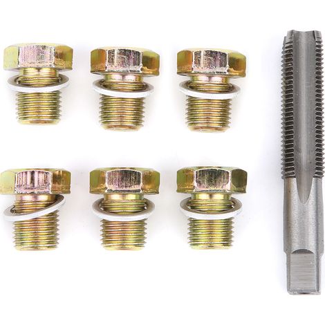Kit de taraudage réparation filetage M13 x 1,25 mm pour bouchon de vidange, outil de refiletage pour vis de carter d'huile, jeu complet de reprise de pas. (1/5)