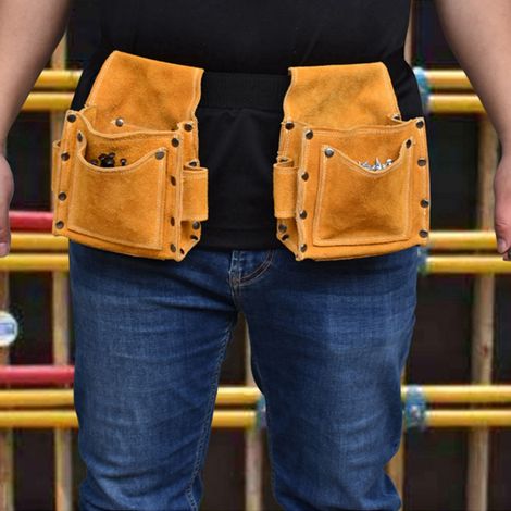 Multifunktionale Gürteltasche aus dickem Rindsleder, ideal zur Aufbewahrung von Werkzeugen und Kleinteilen. (1/5)
