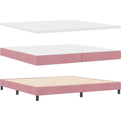 Box Spring Bed with Mattress Black 100x200 cm Velvet Pink vidaXL (1/5)