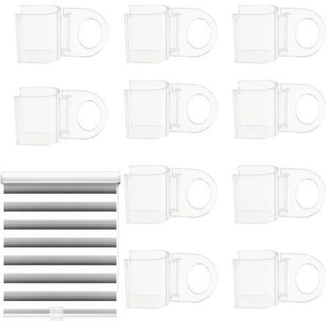 Invisible transparent curtain handle, 2 clips for roller blinds, hanging rings, cordless and drill-free curtain bottom pull accessory (1/5)