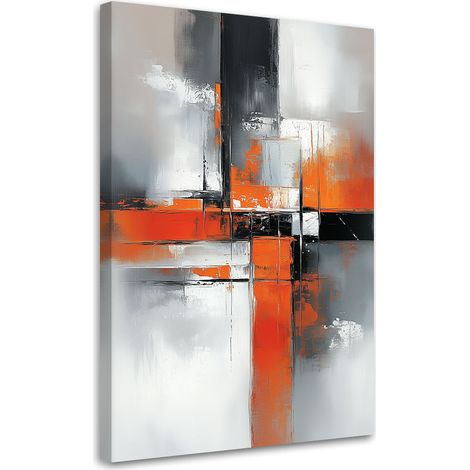 Quadro su tela, Astratto Grigio cemento Arancione - 80x120 (1/2)