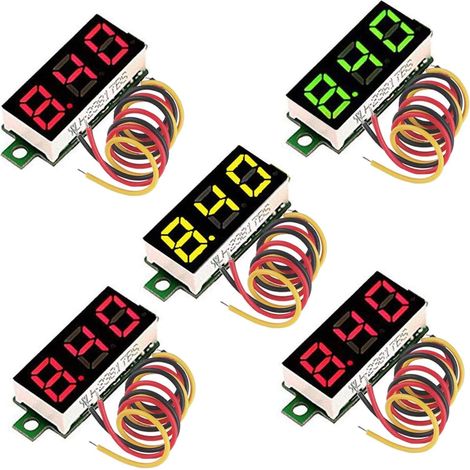 5 Stück digitale Gleichstrom-Voltmeter, 0,28 Zoll, 3-adrig, 2,5 V–30 V, Mini-Digital-Gleichstrom-Voltmeter, Spannungsprüfer, LED-Digitalspannungsmesser (1/5)
