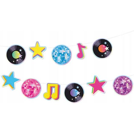 Girlande, Banner, Retro, Disco, 80er-Jahre-Party, Discokugel, Karneval, 150 cm (1/4)