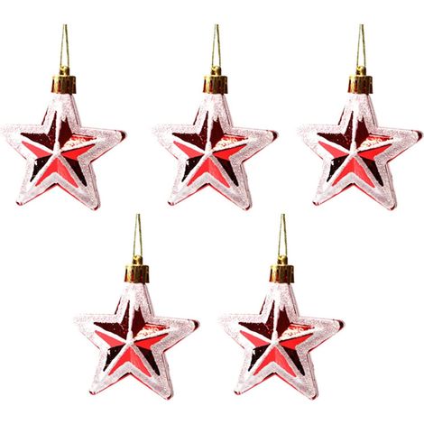 Altre decorazioni natalizie, 5 pezzi di ornamenti natalizi in plastica da appendere, splendida decorazione a forma di stella, effetto visivo, decorazione da appendere alla finestra per feste