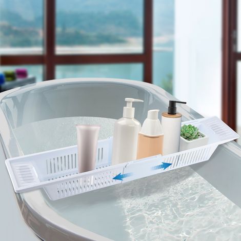 Support de Rangement, Panier de Rangement pour Organisateur de Jouets de Bain, pour Baignoire rétractable Multifonction Plateau de Bain étagère de Bain étagère de Rangement (1/5)