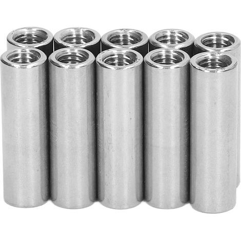 M8 x 1.25 female threaded coupling nut, 12 L40mm, round shape assembly for connection, 10 pieces (1/5)