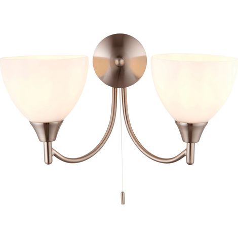 Endon Alton - Applique da Interno 2 Luci Cromo Satinato con Vetro Opalino Opaco, attacco E14 (1/5)