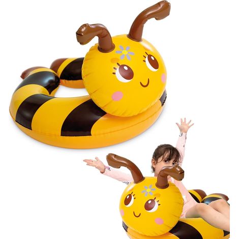 Articles de piscine gonflables pour enfants de 2 à 6 ans, bouée abeille de 55 cm (21½") en caoutchouc, jouet de piscine pour enfants, bouée avec queue pour garçons et filles (1/5)