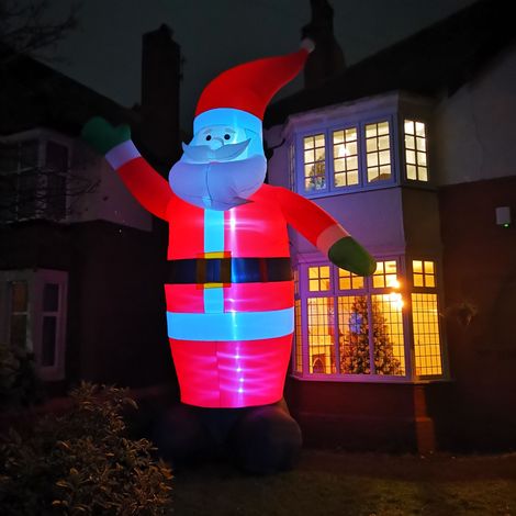 GIANT: 20ft (6m) Outdoor Inflatable Lit Christmas Santa with Raised Arm & 28 LEDs (1/5)