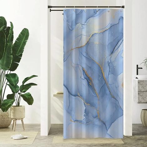 90x180cm Rideau de Douche Marbre Blanc Gris Bleu Or Pois Imperméable Polyester Rideau de Salle de Bain Luxe Moderne Esthétique Artistique Lavable Résistant à la Moisissure Tissu Décoratif (1/5)