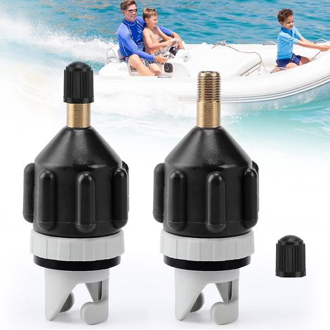 2 adaptateurs pour pompe SUP gonflable, connecteur de valve d'air pour planche de paddle, kayak, bateau (noir)-AquaForge (1/3)