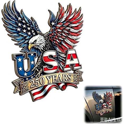 USA 250th Anniversary Car Emblem Badge - Patriot Flag Car Badge A - Metal