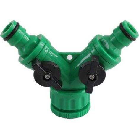 2-Wege-Y-Verbinder für Gartenschläuche, Schlauchadapter, Schnellkupplung für Bewässerungsschläuche, Wasserhahn mit Kunststoffgriff