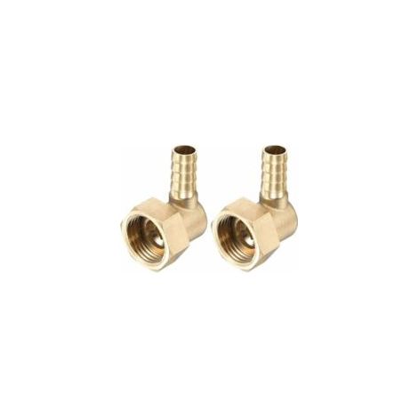 Messing-Schlauchwinkel mit Widerhaken, 10 mm x G1/2 Innengewinde, mit drehbarer Überwurfmutter für Wasser, Kraftstoff und Luft – 2er-Pack – Crezuo