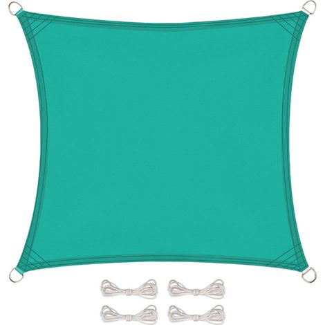 Voile d'ombrage carré pour terrasse, jardin, toile imperméable et résistant UV - 3 x 3 m - Turquoise  - Linxor