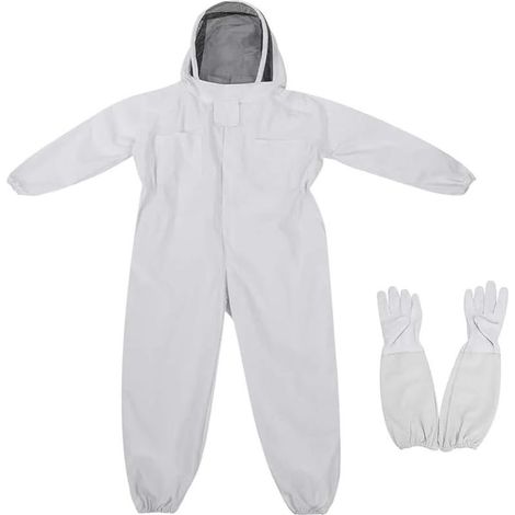 Combinaison d'apiculture pour enfants, combinaison une pièce avec capuche et voile, vêtements de protection pour enfants, tenue d'apiculture (blanc, taille M) (1/5)