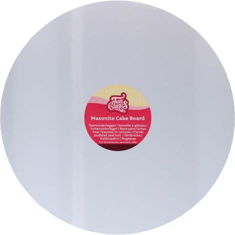 FunCakes Masonite Cake Board Rotondo Ø25 cm - Bianco Cake Board rotondo, Base per presentare le torte, qualità, Aspetto lussuoso, 1 pezzo