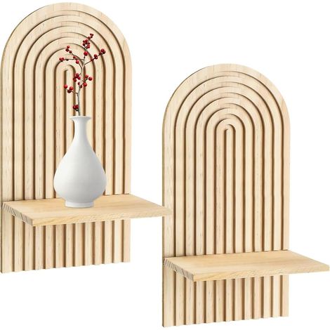 Etagere Murale Bois, 2 pcs Étagères en Bois, Étagères Flottantes, Etagères Murales, Decoration Murale, ÉTagèRe Murale Moderne, pour la Cuisine, la Chambre, la Salle de Bain, Salon (1/5)