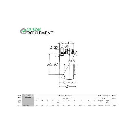 Roulement de palier UC313-NSK
