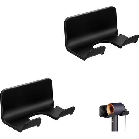 Support de Sèche-Cheveux Murale 2 Pièces - Support Adhésif Fort sans Percer, Range-Sèche-Cheveux Universel pour Salle de Bain, Organisateur de Sèche (1/5)
