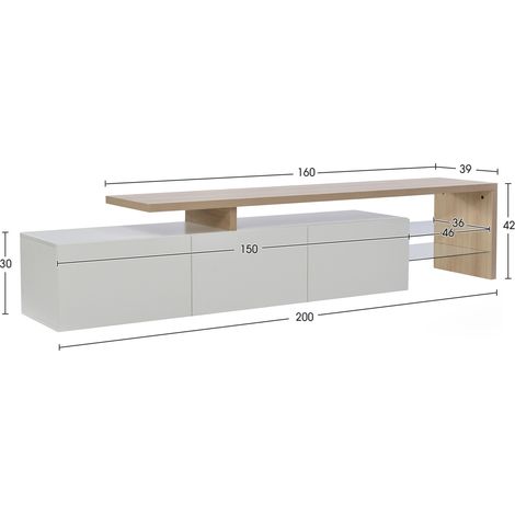 Meuble tv, Meuble tele, Meuble TV Moderne – Meuble Télé Élégant avec Design en Bois, Finition Blanc Brillant, Étagères en Verre et LED, Espace de Rangement Pratique — vue 2