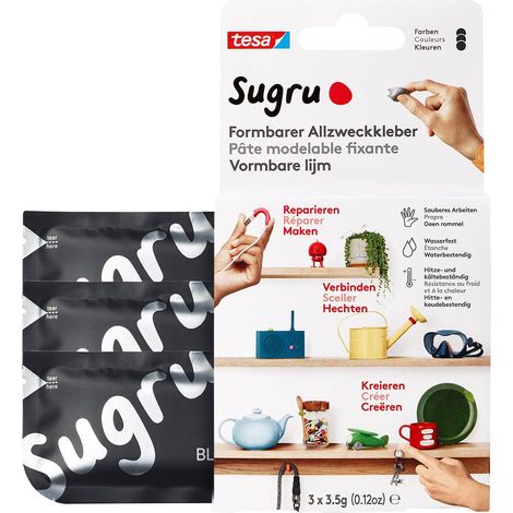 Tesa Sugru colle modelable noire pack de 3 sachets (1/5)