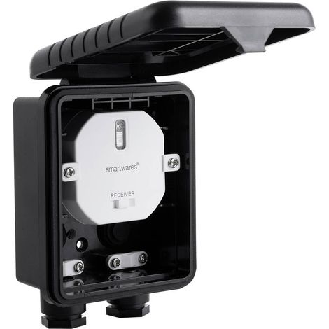 Interrupteur encastrable extérieur avec boîte de dérivation – 1 Canal – pour Le contrôle de l’éclairage extérieur – Jusqu’à 1000 W – Portée sans Fil Jusqu’à 30 m – SH4-90451