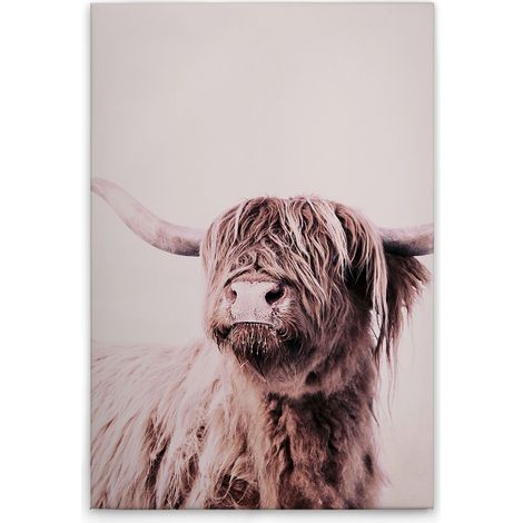 Leinwandbild Kuh Beige M1-No.50762 - Kunstdruck auf Leinwand in Creme Beige - Wandbild 30 x 45 cm (1/5)