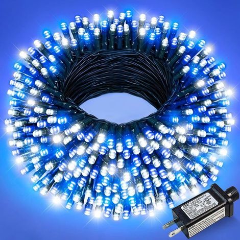 Guirlande lumineuse Noël 30 m avec 300 LED bleues et blanches - 8 modes, intérieur et extérieur (1/5)