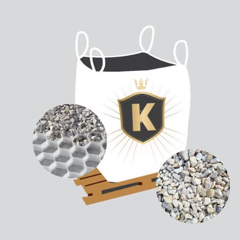 King Matériaux – Kit gravier blanc 6/14mm 1,5T – 20m2 dalles stabilisatrices blanches – Pour aménagements extérieurs – Livraison en palette