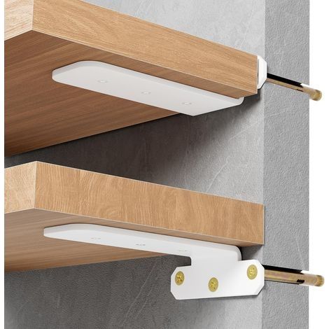 Équerre étagère murale 2 pièces – Charge lourde 200 kg – Fixation invisible pour mur en brique et béton – 150mm métal blanc (1/5)