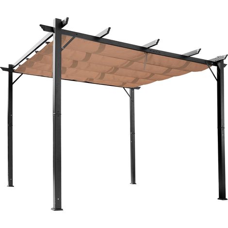 Pergola Aluminium Rétractable TUVALU chocolat et noir (1/5)