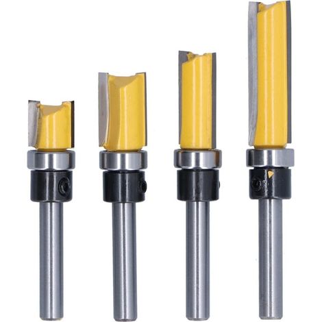 4 PCS 1/4" Routeur de Fraise à Bois Fraise a Copier (4 tailles) en Acier Allié de Haute Aualité la Lame 11.9 mm, 20 mm, 25 mm, 38 mm pour le Bois Massif, le Panneau de Particules, le MDF (1/5)
