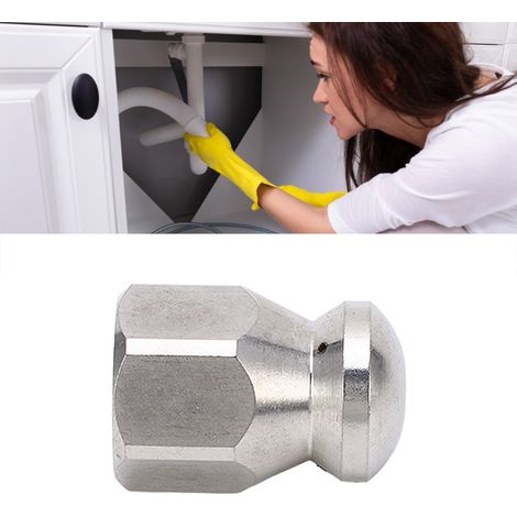 Buse de débouchage pour nettoyeur haute pression 5000 PSI, mini buse compacte et durable, tuyau de débouchage haute pression, petite tête ronde - 1 trou avant, 3 trous arrière (1/5)