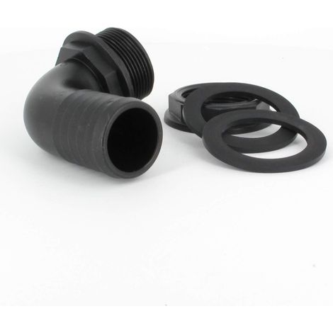 Multicuves – Trop-plein cuve eau 1000L – Embout coudé Ø 40 mm – Entrée filetée mâle 1''1/2 – Perçage 48/55 mm pour cuve plastique