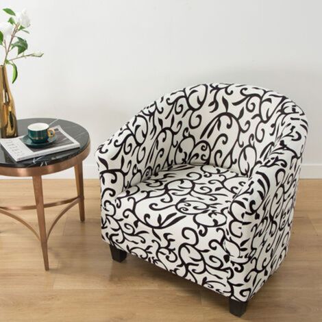 Housse de fauteuil club - Housse de fauteuil tonneau Housse de fauteuil baignoire imprimée Housse de canapé à accoudoirs souple Housse de protection amovible pour canapé Housse de fauteuil clu (1/3)