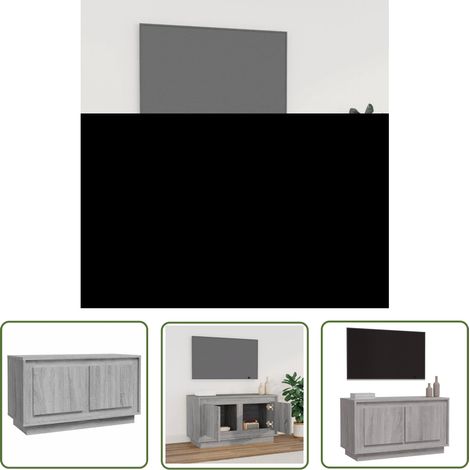 The Living Store Meuble TV sonoma gris 80x35x45 cm bois d'ingénierie - Meuble Tv - Meuble Salon - Support Tv - Unité Tv - Meuble Gris (1/5)