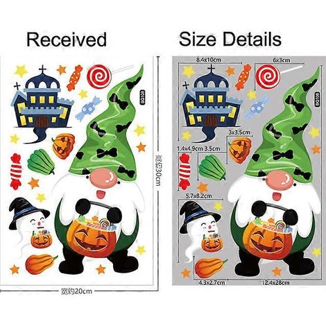 Autocollants pour fenêtre d'Halloween - Vieil homme sans visage - Citrouille - Décorations d'Halloween pour la maison 2024 - Fournitures de fête d'Halloween - Style 2