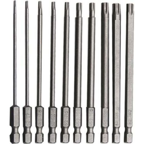 10 Pièces Embout Torx - 75 mm - Acier Chrome Vanadium - Pour Tournevis et Perceuse Électrique - T6 T7 T8 T10 T15 T20 T25 T27 T30 T40 (1/5)